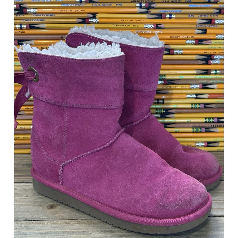 Koolaburra by UGG Victoria Boots Suede Girls Size 2 Pink Good
